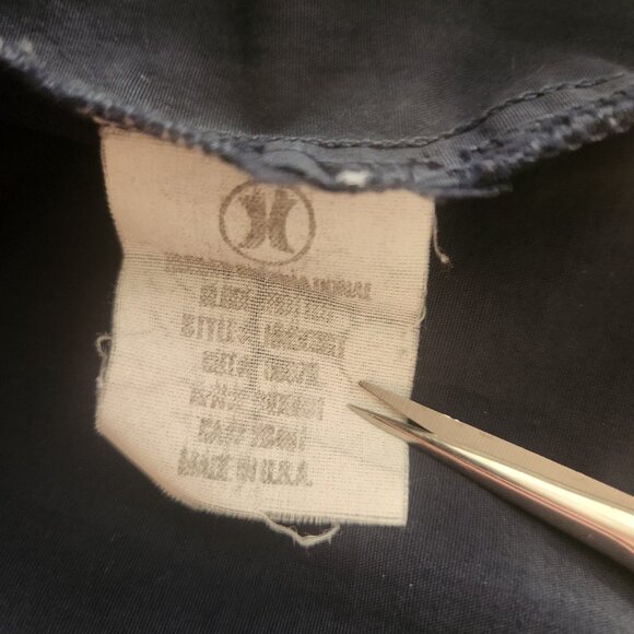 Hurley Navy Button Down Short Sleeve Work Shirt Size Medium - Picture 5 of 9